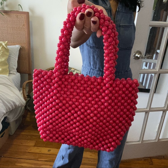 Zara Handbags - Zara Pink Beaded Mini Bag